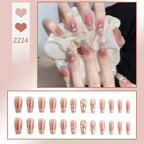 Stiletto Nail Tips Black Glitter & Crystal Glue-On