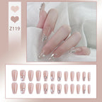 Stiletto Nail Tips Black Glitter & Crystal Glue-On