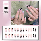 Stiletto Nail Tips Black Glitter & Crystal Glue-On