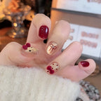Stiletto Nail Tips Black Glitter & Crystal Glue-On
