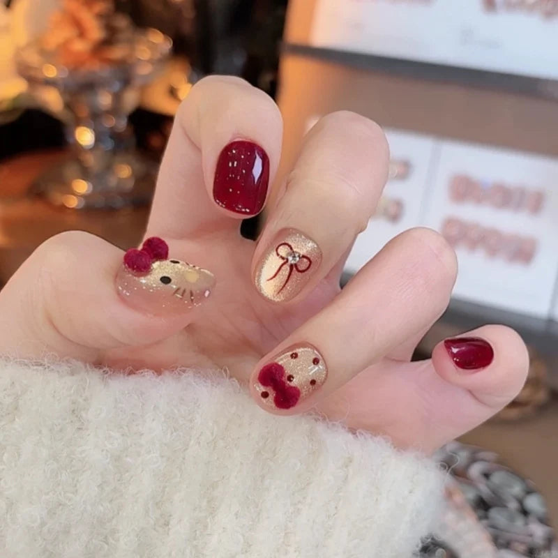 Stiletto Nail Tips Black Glitter & Crystal Glue-On