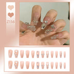 Stiletto Nail Tips Black Glitter & Crystal Glue-On