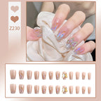 Stiletto Nail Tips Black Glitter & Crystal Glue-On