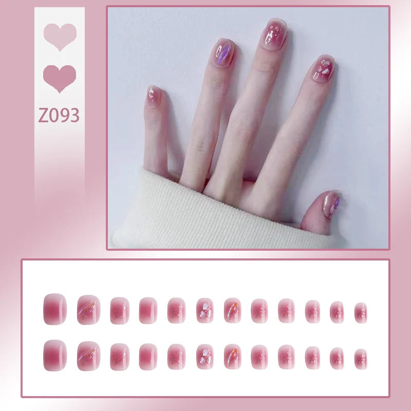 Stiletto Nail Tips Black Glitter & Crystal Glue-On
