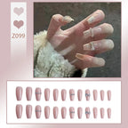 Stiletto Nail Tips Black Glitter & Crystal Glue-On