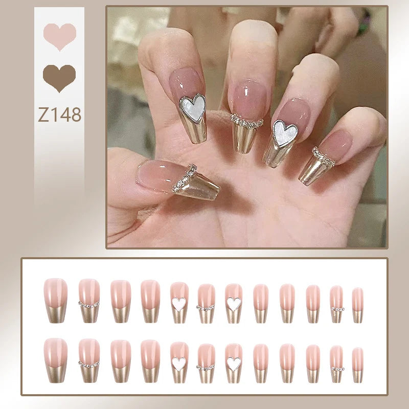 Stiletto Nail Tips Black Glitter & Crystal Glue-On