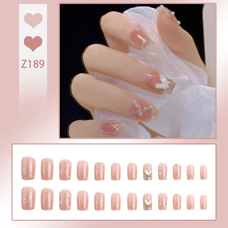 Stiletto Nail Tips Black Glitter & Crystal Glue-On
