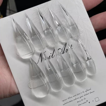 Stiletto Nail Tips Clear & Durable Plastic Glue-On