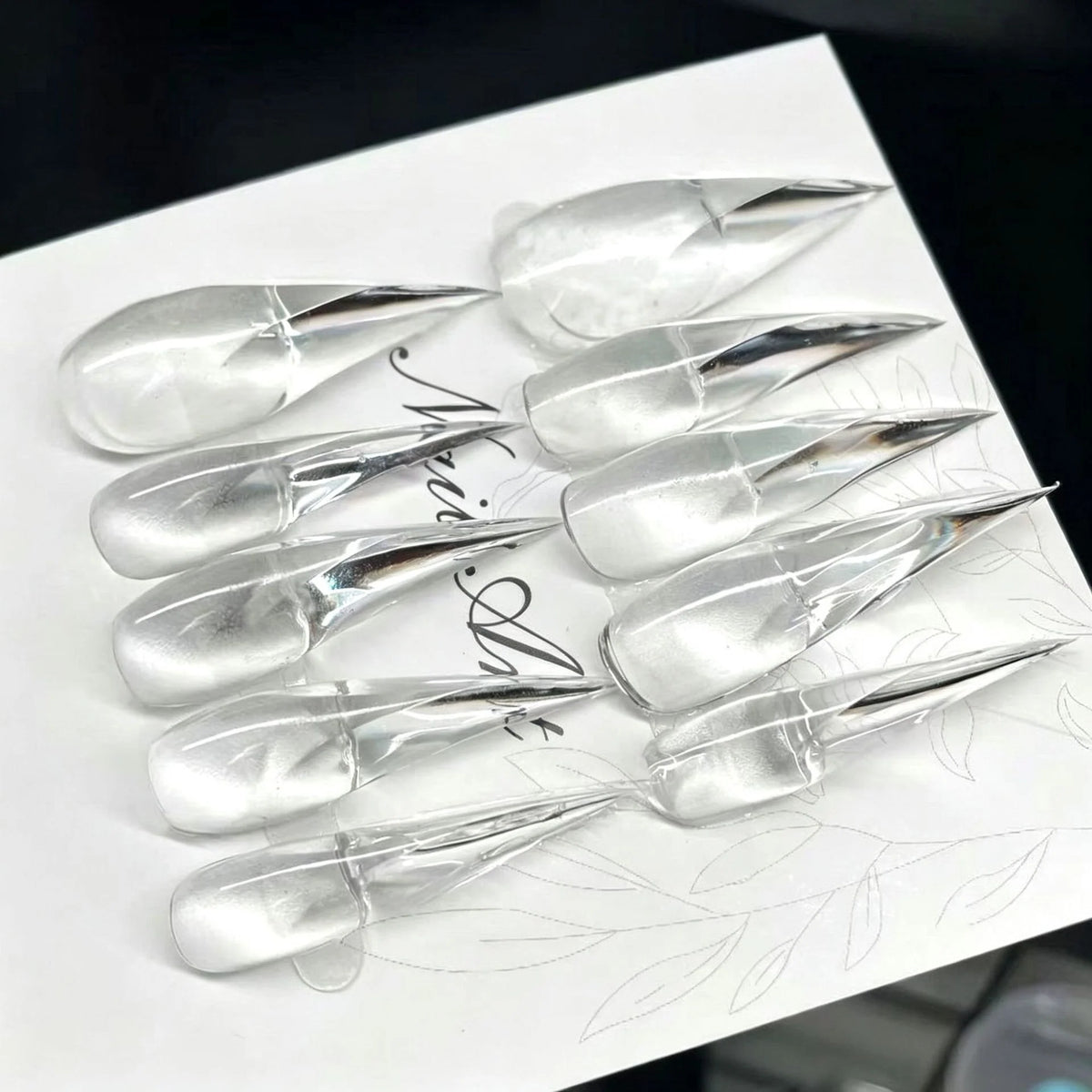 Stiletto Nail Tips Clear & Durable Plastic Glue-On