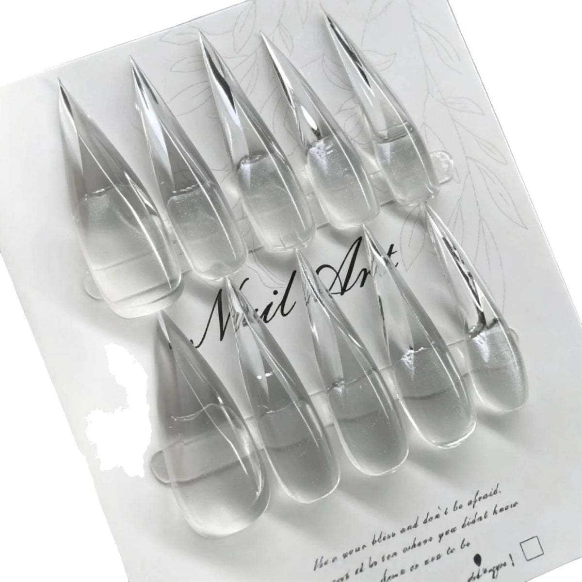 Stiletto Nail Tips Clear & Durable Plastic Glue-On