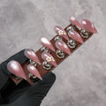 Stiletto Press-On Nail Set Floral Embellishments Multiple Sizes