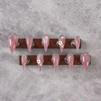 Stiletto Press-On Nail Set Floral Embellishments Multiple Sizes