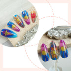 Stiletto Press-On Nail Set Floral Self-Adhesive & Reusable