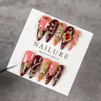 Stiletto Press-On Nail Set Gem Accents & Reusable