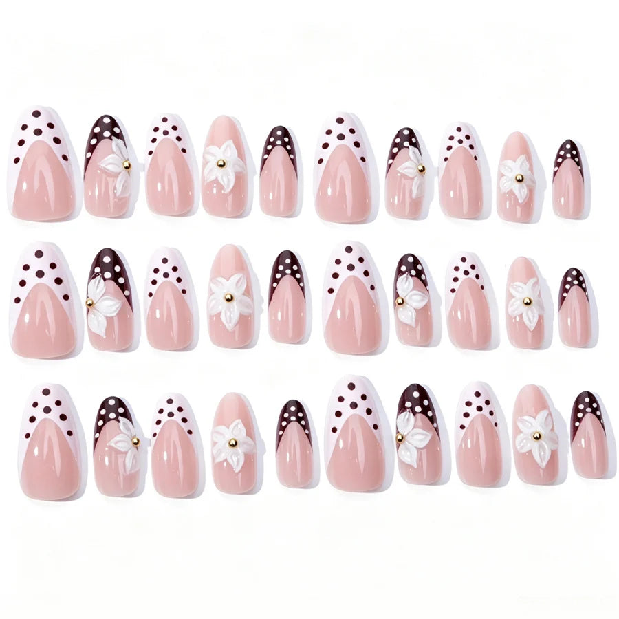 Stiletto Press-On Nails 3D Floral Glue-Free