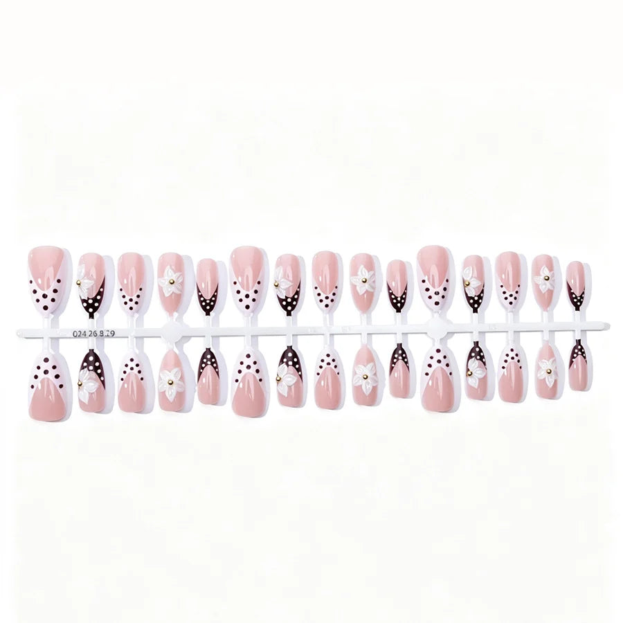Stiletto Press-On Nails 3D Floral Glue-Free