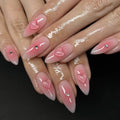Stiletto Press-On Nails Blue Heart Glitter