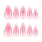 Stiletto Press-On Nails Blue Heart Glitter