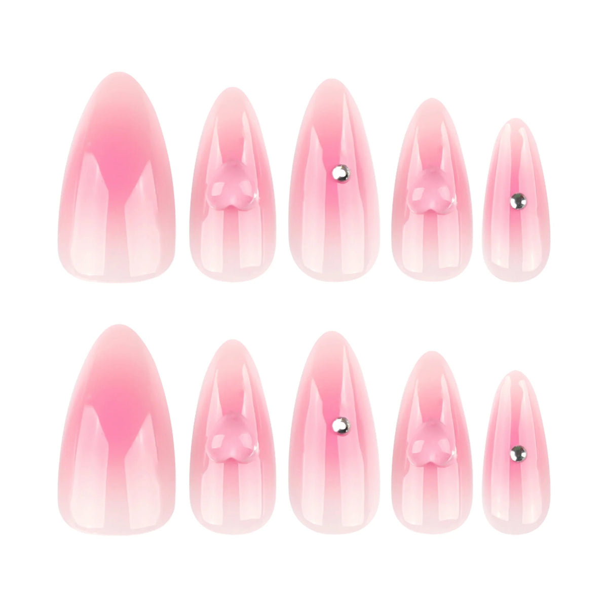 Stiletto Press-On Nails Blue Heart Glitter