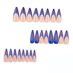Stiletto Press-On Nails Blue & Red Accents Easy Apply