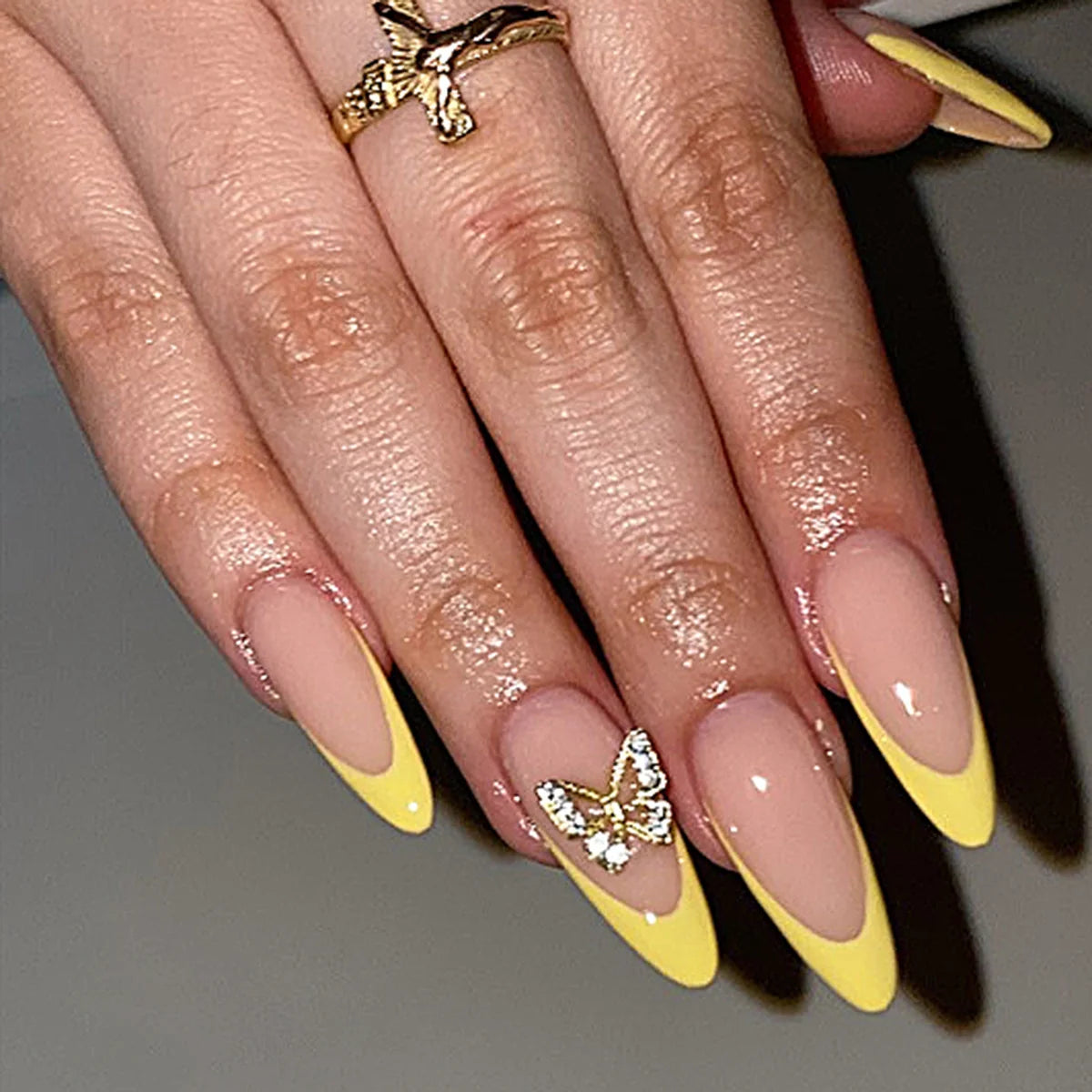 Stiletto Press-On Nails Butterfly Design Durable & Lightweight