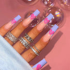 Stiletto Press-On Nails Colorful Heart Design Long-Lasting Wear