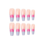 Stiletto Press-On Nails Colorful Heart Design Long-Lasting Wear