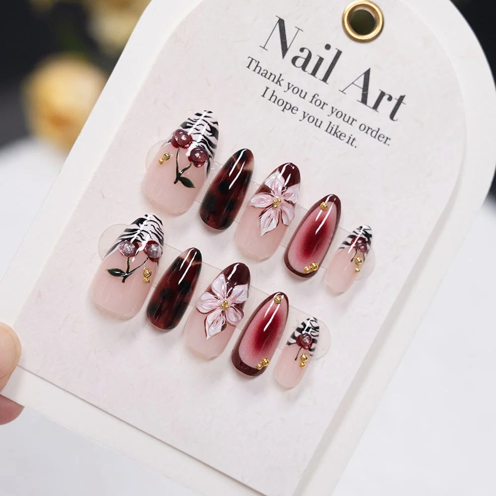 Stiletto Press-On Nails Floral & Abstract Easy Application