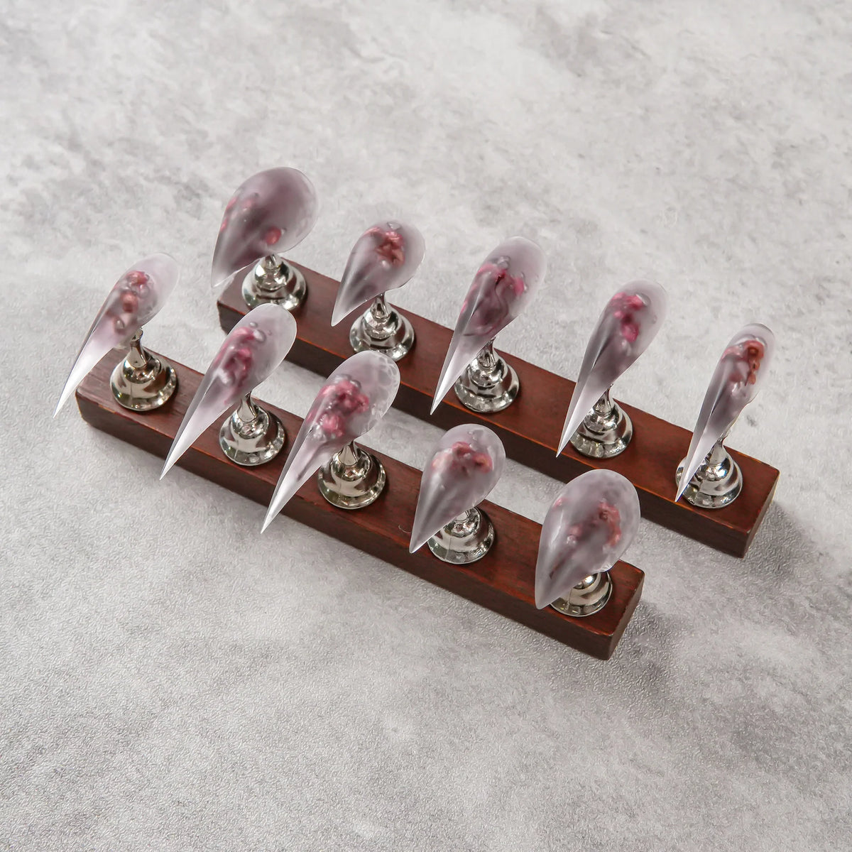 Stiletto Press-On Nails Floral Design Adhesive Included