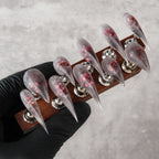 Stiletto Press-On Nails Floral Design Adhesive Included