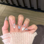 Stiletto Press-On Nails Floral Embellished Adhesive Backing