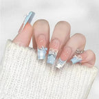 Stiletto Press-On Nails Floral Embellished Adhesive Backing