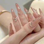 Stiletto Press-On Nails Floral Embellished Adhesive Backing