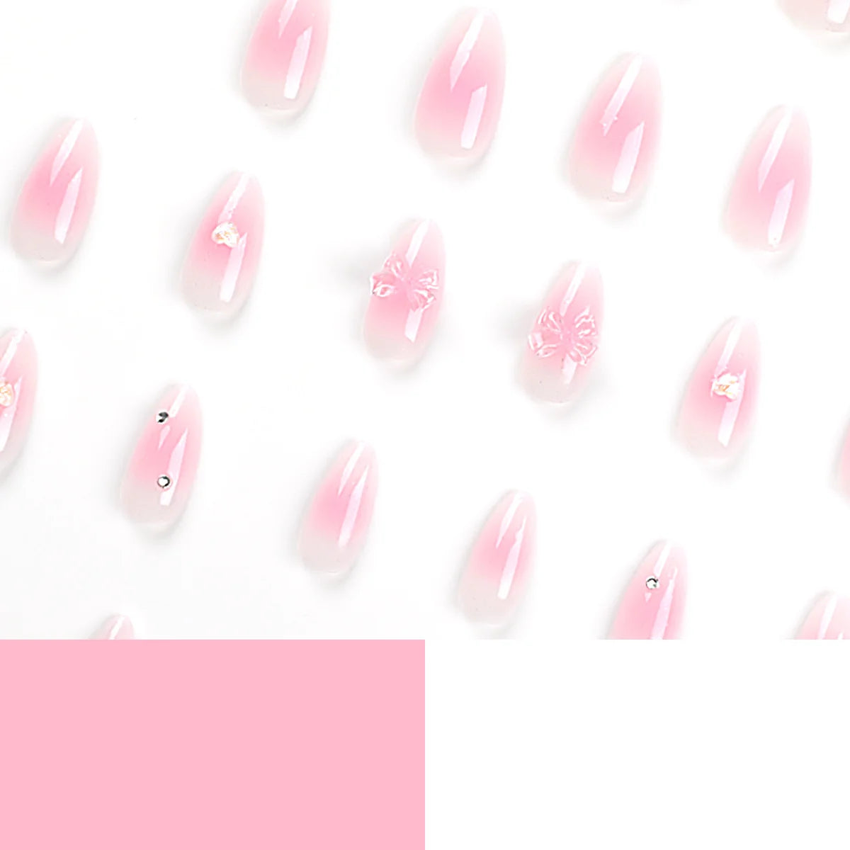 Stiletto Press-On Nails Floral Glitter Easy Application