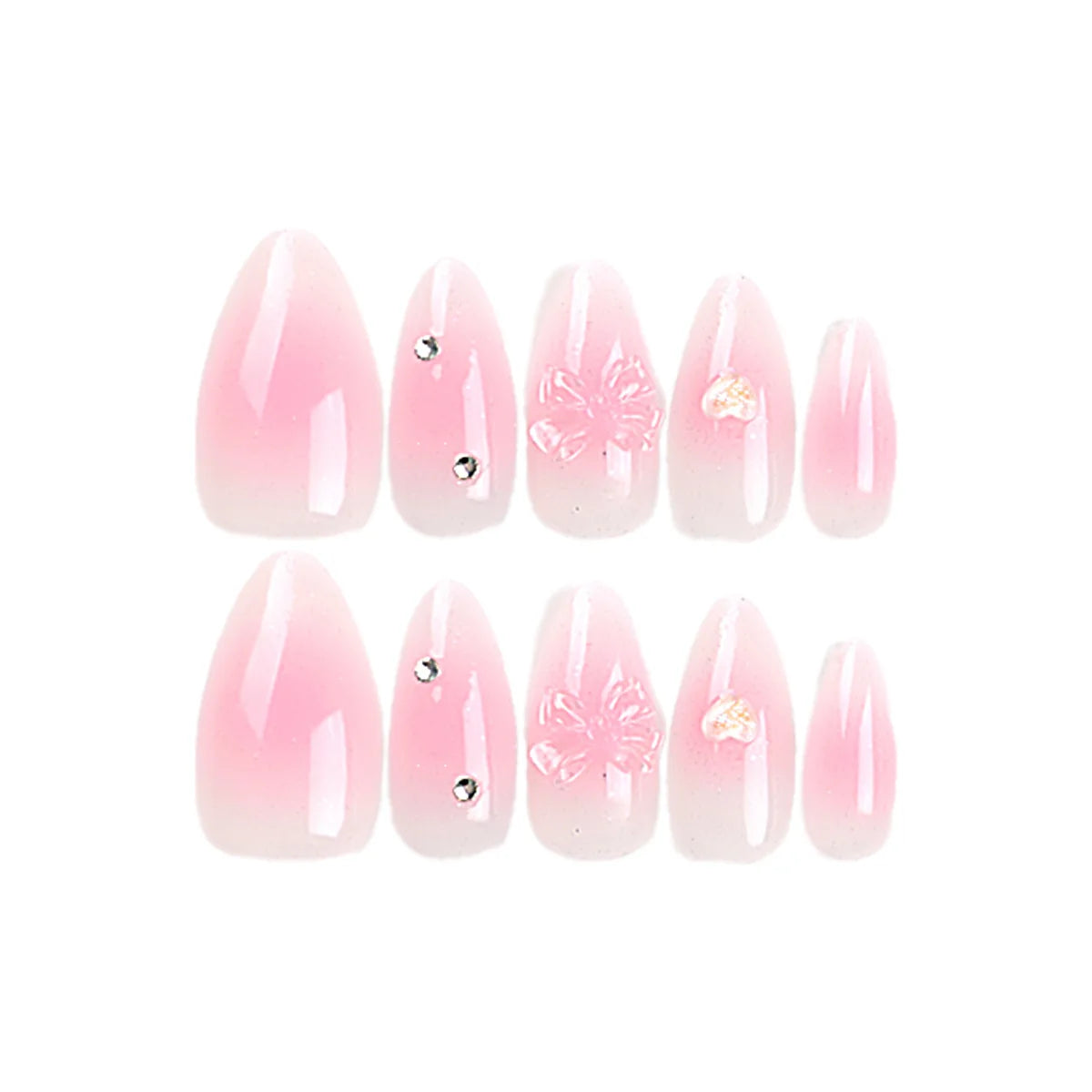 Stiletto Press-On Nails Floral Glitter Easy Application