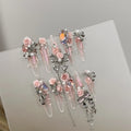 Stiletto Press-On Nails Floral & Pearl Embellished Quick Apply