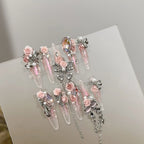 Stiletto Press-On Nails Floral & Pearl Embellished Quick Apply