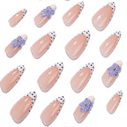 Stiletto Press-On Nails Floral Pre-Decorated Dark Blue