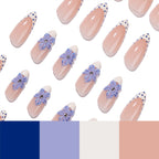 Stiletto Press-On Nails Floral Pre-Decorated Dark Blue