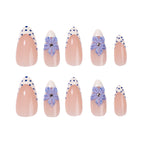 Stiletto Press-On Nails Floral Pre-Decorated Dark Blue