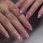 Stiletto Press-On Nails Gel Finish Heart & Bow Embellishments