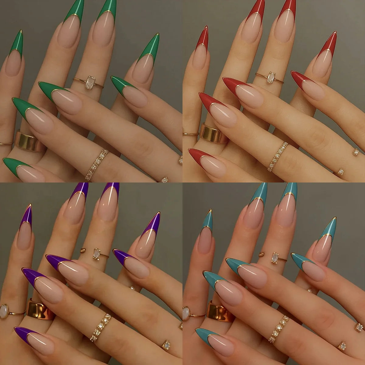 Stiletto Press-On Nails Glossy Long-Lasting Reusable