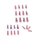 Stiletto Press-On Nails Heart & Bow Design Peach