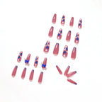 Stiletto Press-On Nails Heart & Bow Design Peach