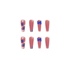 Stiletto Press-On Nails Heart & Bow Design Peach