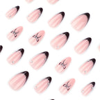 Stiletto Press-On Nails Nude Bow & Glitter Stones