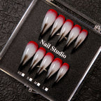 Stiletto Press-On Nails Red Gray Ombre Multiple Sizes