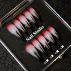 Stiletto Press-On Nails Red Gray Ombre Multiple Sizes
