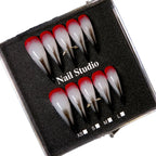 Stiletto Press-On Nails Red Gray Ombre Multiple Sizes
