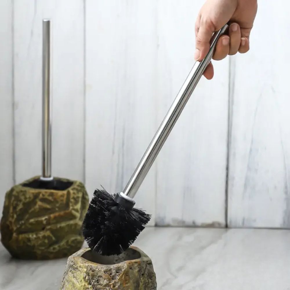 Stone-Look Ceramic Toilet Brush (Removable Handle & Bristles)